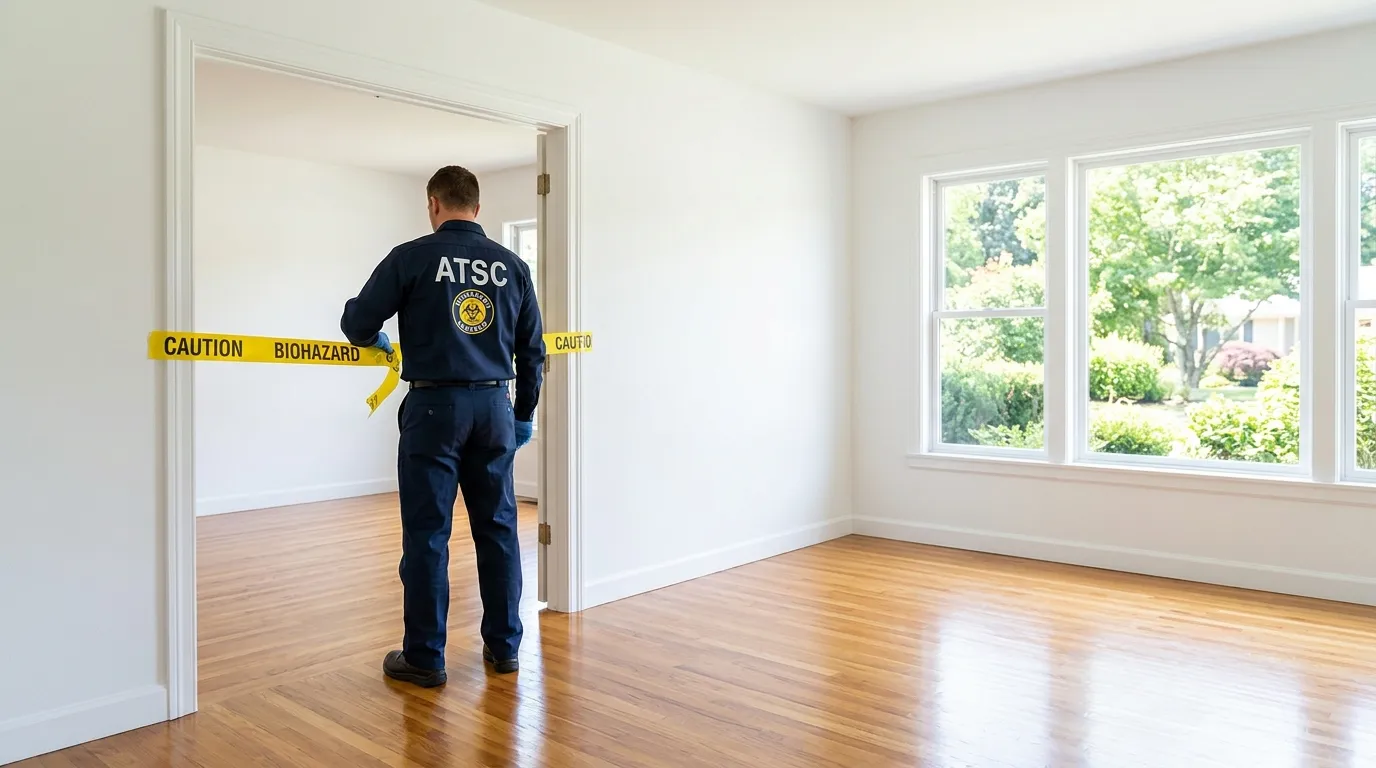 Certified biohazard cleanup crew performing Decomposition Cleanup in Tucker